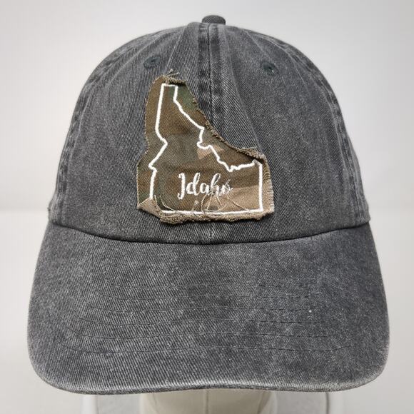 Idaho State Map Patch Slideback Hat Gray One Size Adjustable 6 Panel - Picture 2 of 8